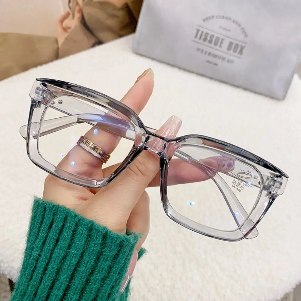 2024 Oversized Square Glasses Anti Blue Light Glasses Large Frame Myopia Glasses Flat Light Glasses Transparent Eyeglasses