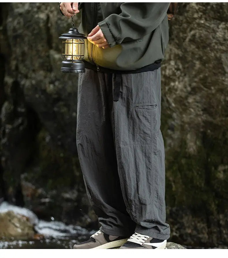 Autumn Cargo Pants Men 2024 100% Nylon Safari Style Solid Double Side Pockets Men Pants Outdoors Tourism Men Clothes