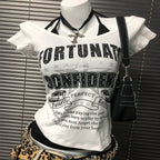 American Retro Sweetheart Red Lips Letter Print Slim Short-sleeved T-shirt Women Summer Fashion Street Hot Sexy Casual Top