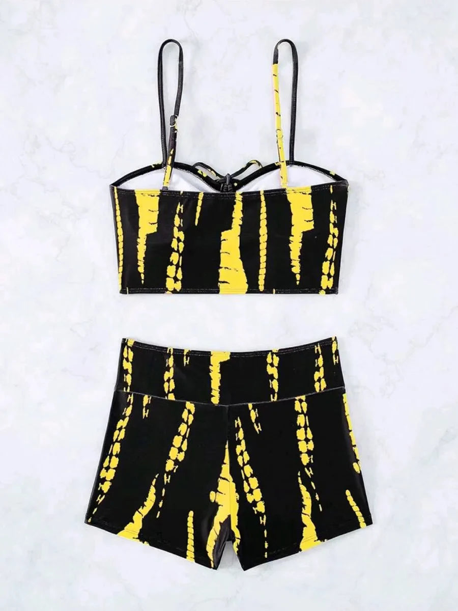 2025 Print High Waist String Two Piece Bikini Women Swimwear Female Swimsuit Bathers Bathing Swimming Suit Beachwear Summer