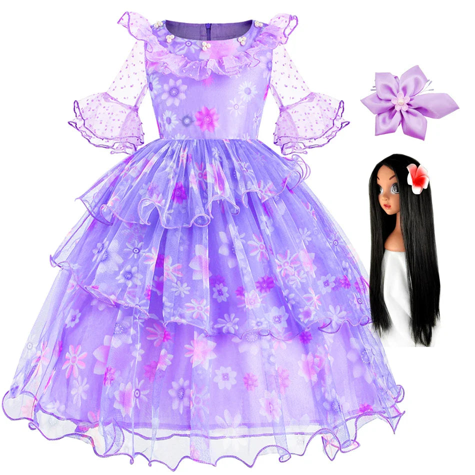 Encanto Princess Costume Isabella Dress Suit Charm for Girls Cosplay Isabela Carnival Christmas Birthday Party Mirabel Clothes
