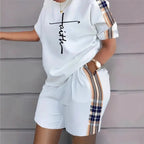 Digital Print round Neck Short Sleeve Women's Suit Summer New Style Elegance Quality Polyester Fiber Skirt Set from Mainland Chi