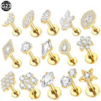 1PC Titanium Zircon Star Flower Labret Piercing for Women Cartilage Tragus Daith Helix Stud Earring Body Jewelry