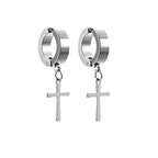 2pcs Punk Mens Strong Magnet Magnetic Ear Stud Set, Non Piercing Earrings Fake Cross Earrings Gift For Boyfriend Lover Jewelry