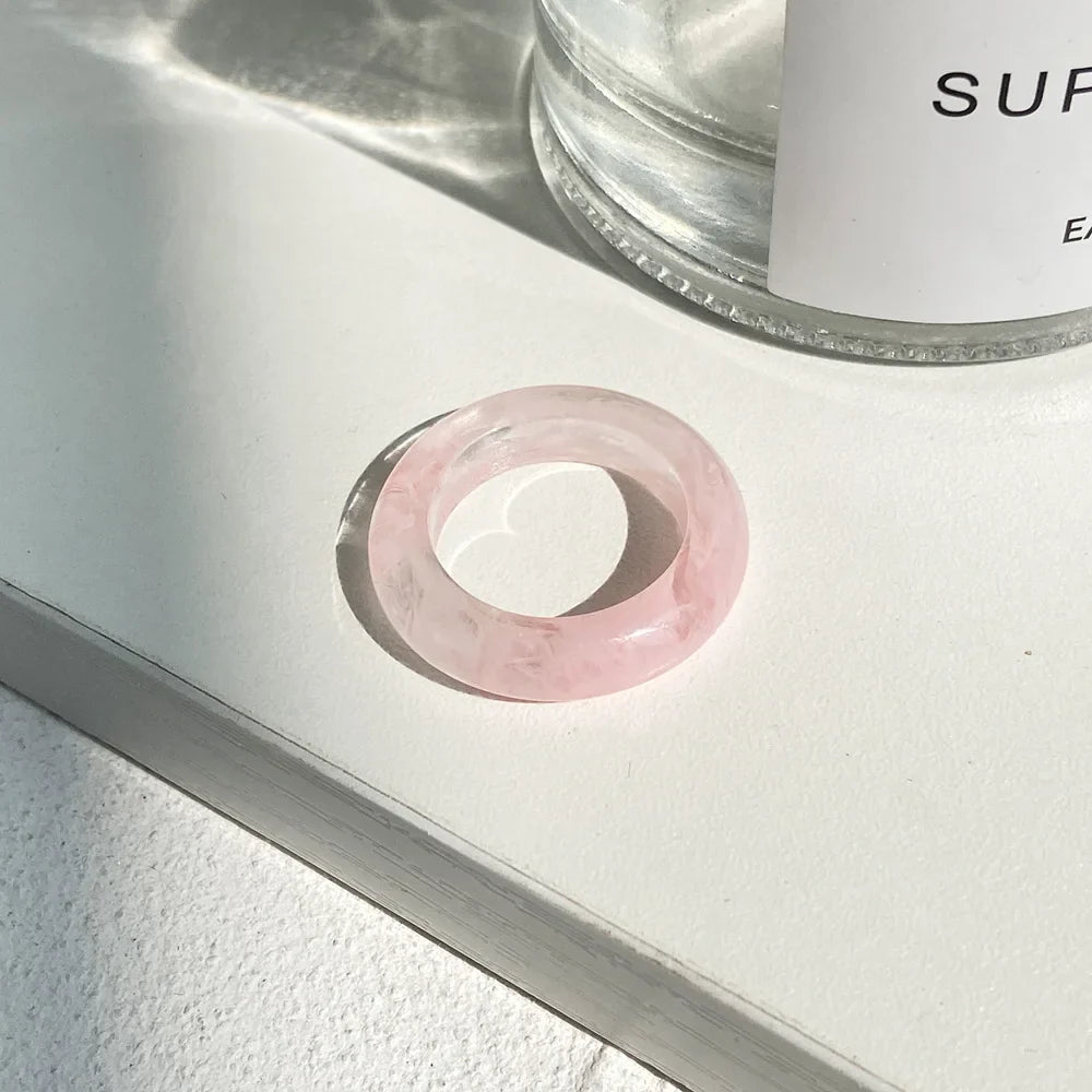 2022 Summer Colorful Ring Set Wholesale Fashion Geometric Chain Candy Color Irregular Opening Rings Women Party Finger Jewelry