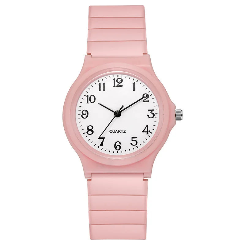 Casual Exam Watch Silicone Strap Simple Women Watch Student Ladies Quartz Wristwatch Waterproof Round Small Dial Clock for Girls