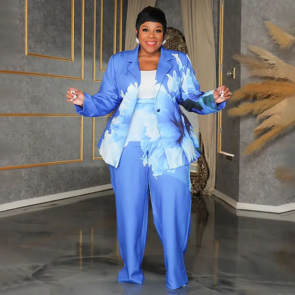 2 Piece Women Sets 2024 New Arrival Plus Size Autumn Winter Matching Two Pieces Sets Blazers Top Pants Suits Outfits Clothing