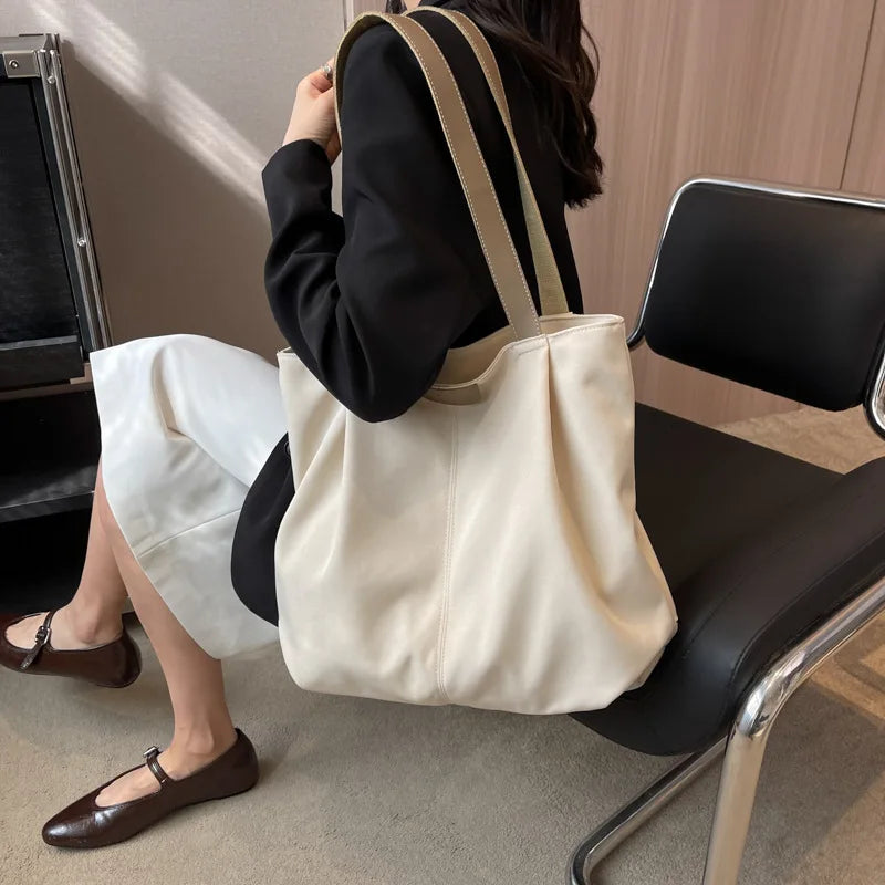Casual Women's Bag New Large Capacity Canvas Tote Bag Lightweight Women Shoulder Bags Simple Style Female Handbags HJ8396