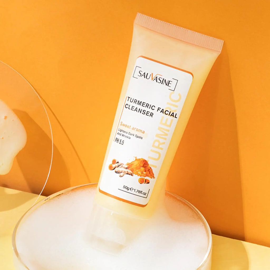 5 Piece Set Turmeric Facial Care Acne Cleansing Cream,Anti-Aging Serum,Dark Spot Moisturizer Fade Spots for Radiant Skin Care