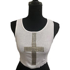 Emo Kpop Goth Baby Tees Women 90s Vintage Clothing T-shirts Kawaii Girl Harajuku Cross Hot Stamping Y2k Clothes Streetwear