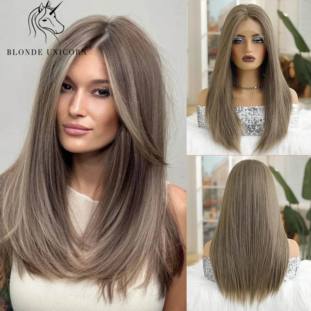 13x6 Lace Front Wig Blonde Wave Synthetic Wigs for Women Daily Party Cosplay Use Heat Resistant Fiber Hair