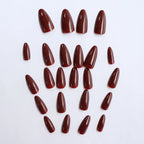 ARTAUG 24PCS Press On Nails Short Almond Wine Red High Saturation Fake Press On Nails  Korean Press On Nails Valentine'S Day