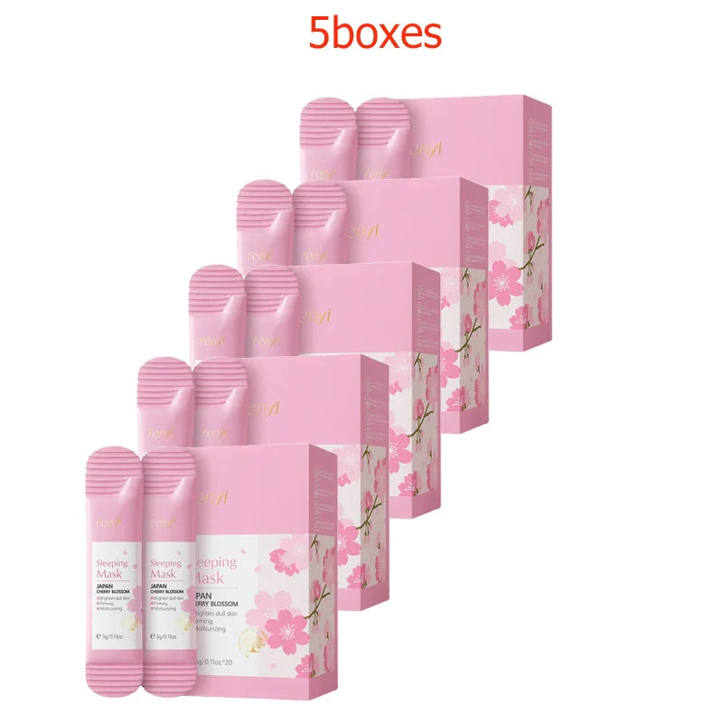 100pcs Sakura Moisturizing Sleeping Masks Travel Night Cream Facial Nourishing Improve Roughness & Dryness Skin Care Products