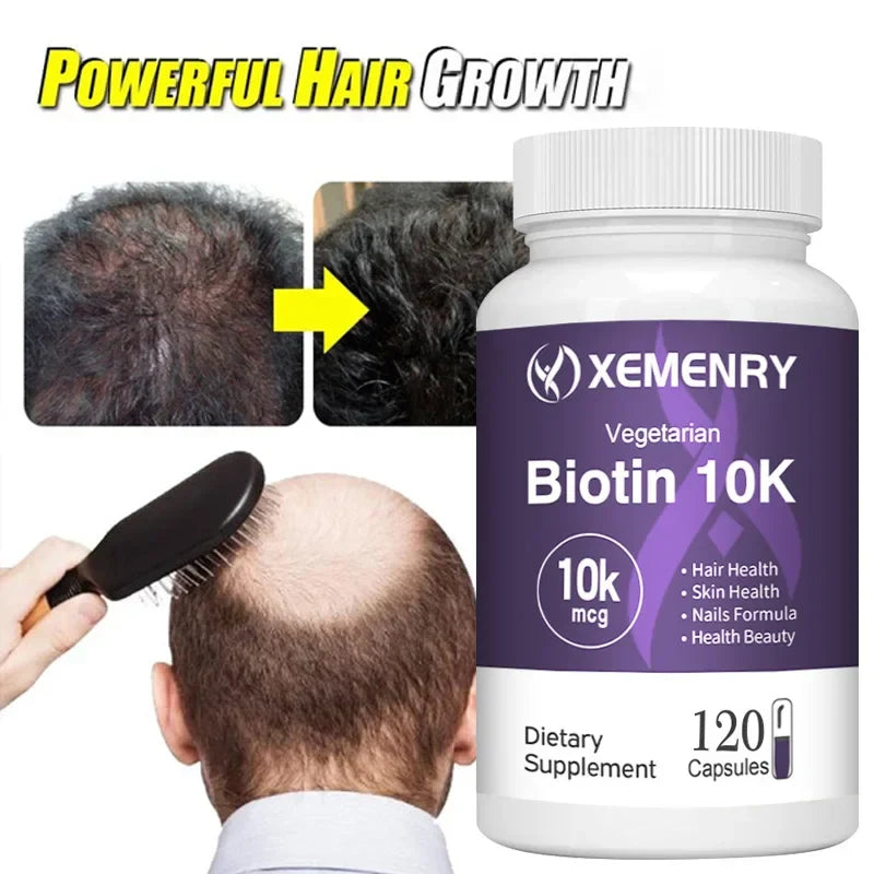 Biotin 10,000mcg - with Coconut Oil Vitamin for Hair Growth, Natural Hair, Skin and Nails - Non-GMO