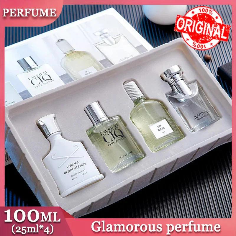 100ml Silver Mountain Water Scent Four PieceSet Lasting Fragrance Men Perfume Gift Box Brand Luxury Refreshing Light Men Perfume