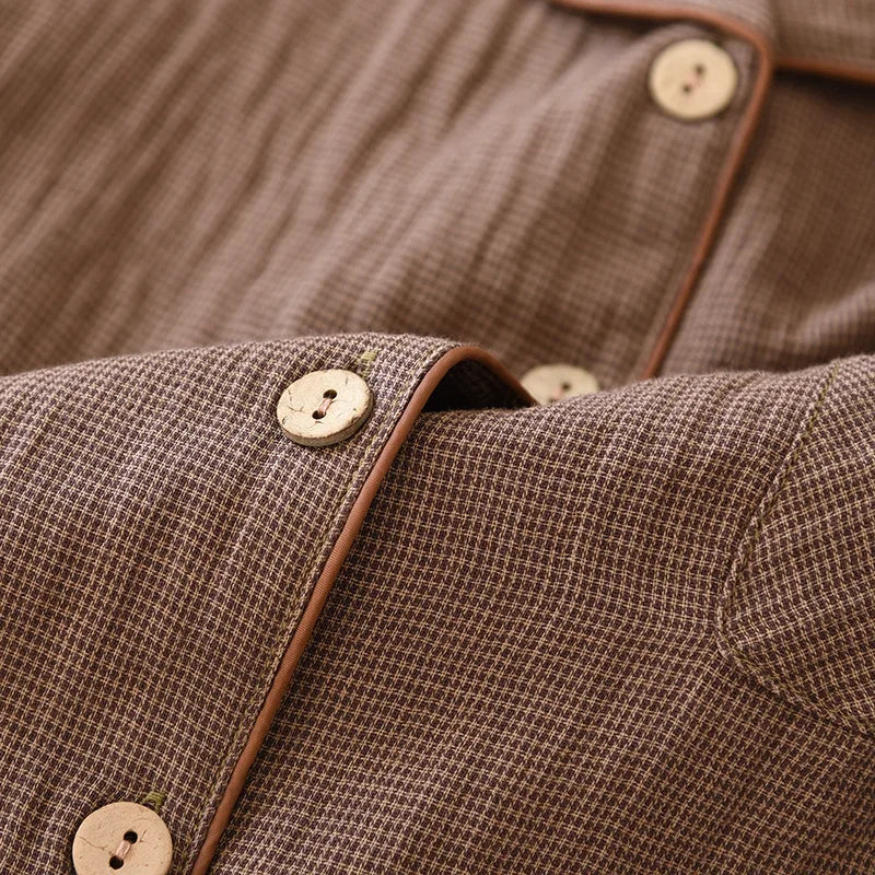 2025 New Spring Couple's Pajama Set 100% Cotton Long Sleeve Long Pants Two Piece Set for Men and Women's Home Furnishings