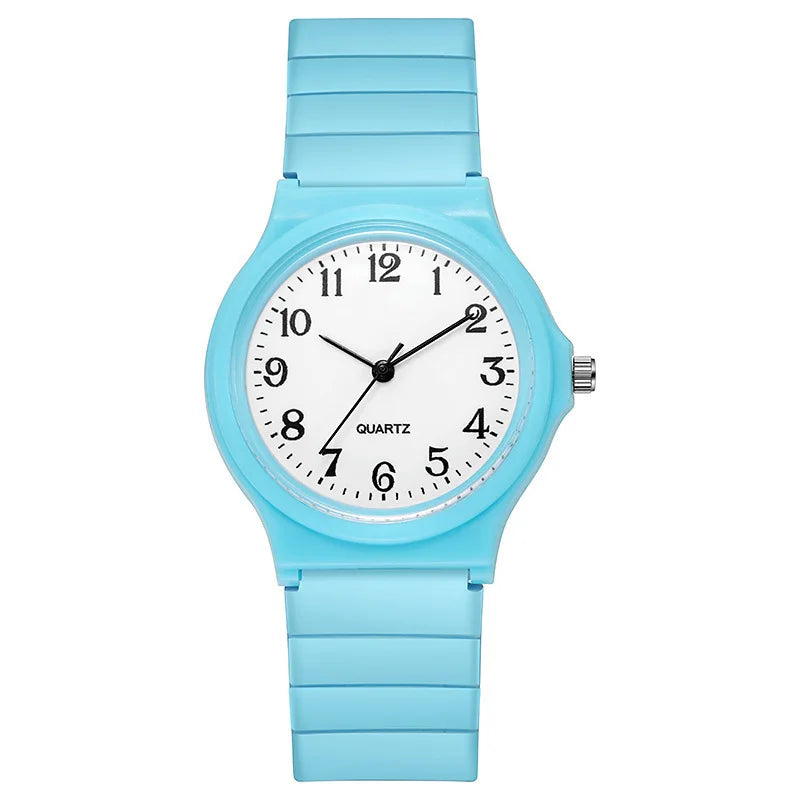 Casual Exam Watch Silicone Strap Simple Women Watch Student Ladies Quartz Wristwatch Waterproof Round Small Dial Clock for Girls