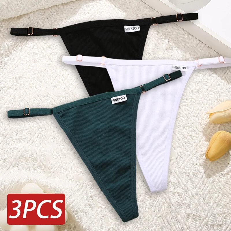 Cotton Sexy Thongs Adjustable Women's Panties Soft Panties Low Waist Seamless Thongs Woman Lingerie Tangas Mujer S-XL FINETOO