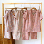 2025 Spring/Summer New Women's Pajama Set 100% Cotton Short Sleeve+Capris Two Piece Set for Large Flower Thin Home Furnishing