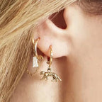 925 Sterling Silver Ear Needle Exquisite Luxury Hoop Earrings Unique Leopard Pendant Animal Design Women's Earrings Jewelry Gift