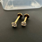 ASTM F136 Titanium 2/2.5/3/4mm CZ Labret Stud 16G Tragus Helix Cartilage Conch Flatback Earlobe Piercing Body Jewelry