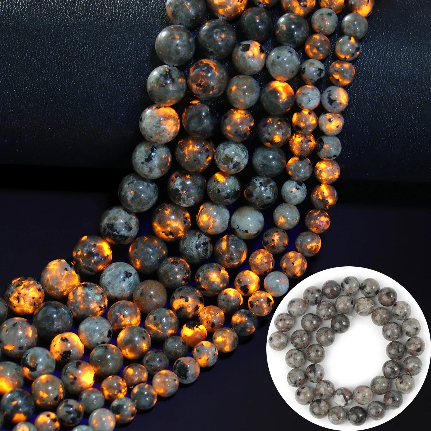 4-12mm AA Yooperlite Natural Flame Stone Beads Round Spacer Beads For Jewelry Making Supplies Diy Charms Bracelets Accessories