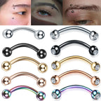 1PC 6/8/10mm Stainless Steel Banana Piercing Ring 3mm Ball Eyebrow Piercing Curved Barbell Ring Snug Daith Helix Rook Earring