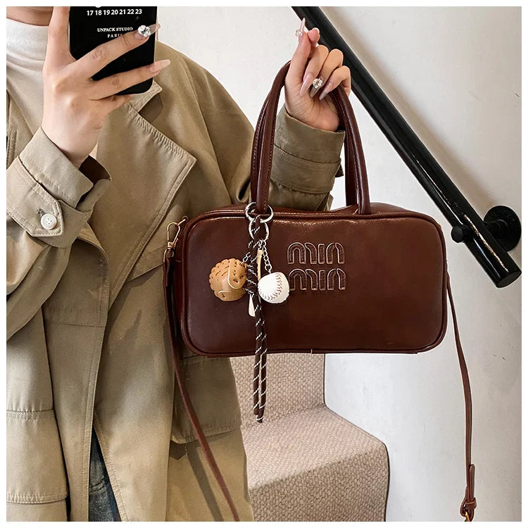 2025 new high-end luxury designer Boston handbag female niche retro fashion all-match pillow bag shoulder messenger bag trend