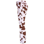 Cow Print High Waist Straight Jeans Women New Comfortable Casual Denim Pants Female Four Seasons Trousers 2024 Trend Streetwear