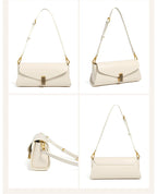 Burminsa Trendy Genuine Leather Underarm Shoulder Bags For Women 2025 Luxury Designer Crossbody Purses Flap Lock Ladies Handbags