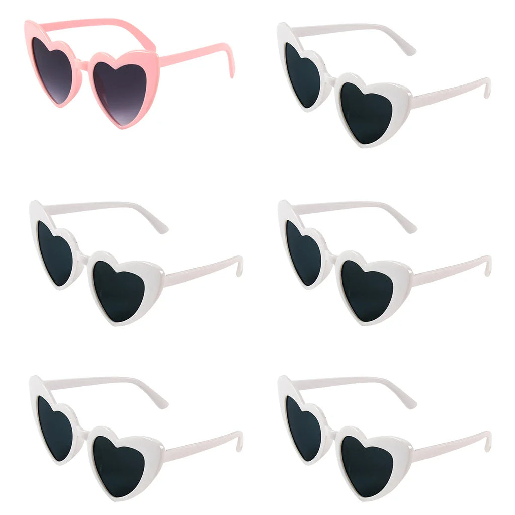6pcs Bachelorette Party Sunglasses Wedding Bridal Shower Decoration Pink White Heart Glasses Bridesmaid Gifts Hen Party Supplies
