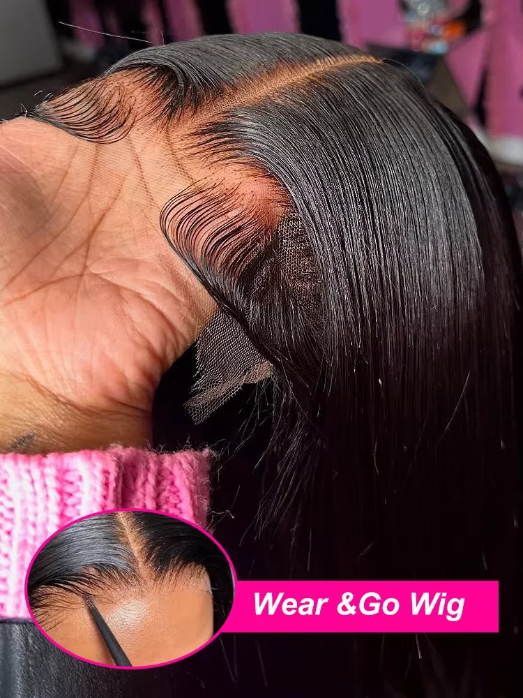 Bone Straight 13x4 Lace Frontal Wig For Women 5x5 Glueless Invisi-Drawstring Black Human Hair Wig 13X6 Lace Front Wig Human Hair