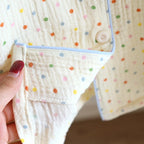 2025 New Summer Women's Pajama Set 100% Cotton Crepe Short Sleeve+Shorts+Pants 3-Piece Pajama Women's Cardigan Home Clothes