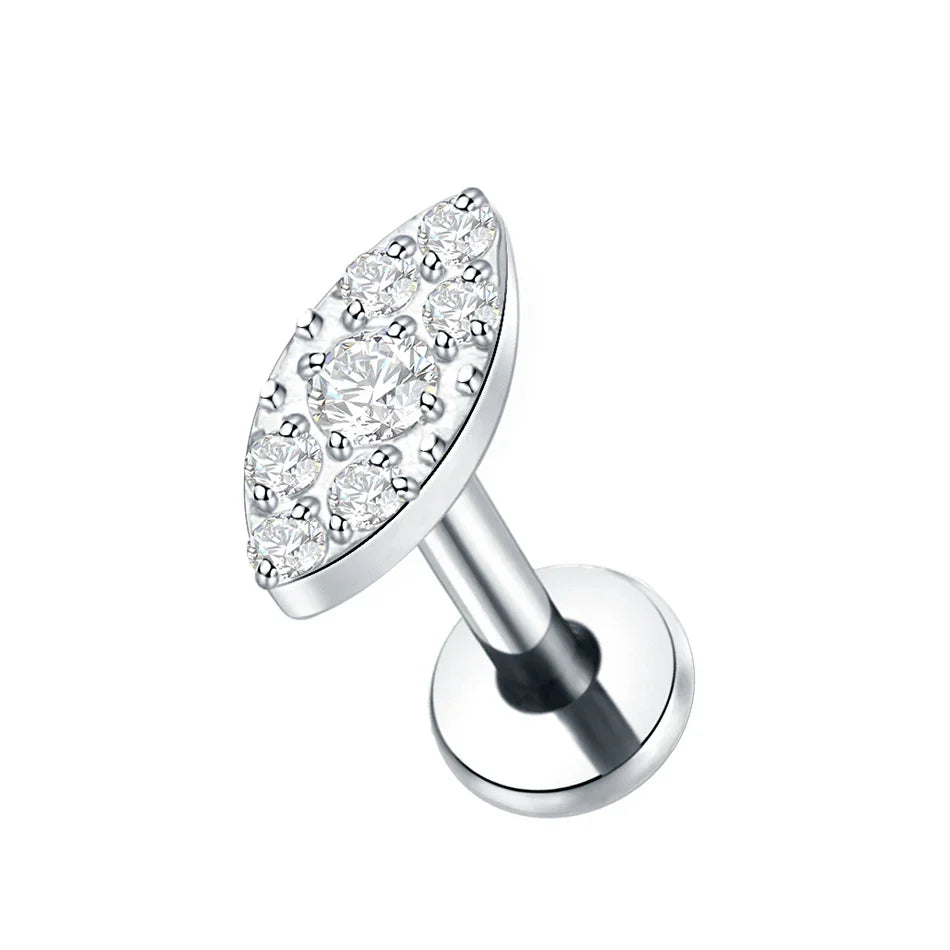 1PC Titanium Zircon Star Flower Labret Piercing for Women Cartilage Tragus Daith Helix Stud Earring Body Jewelry