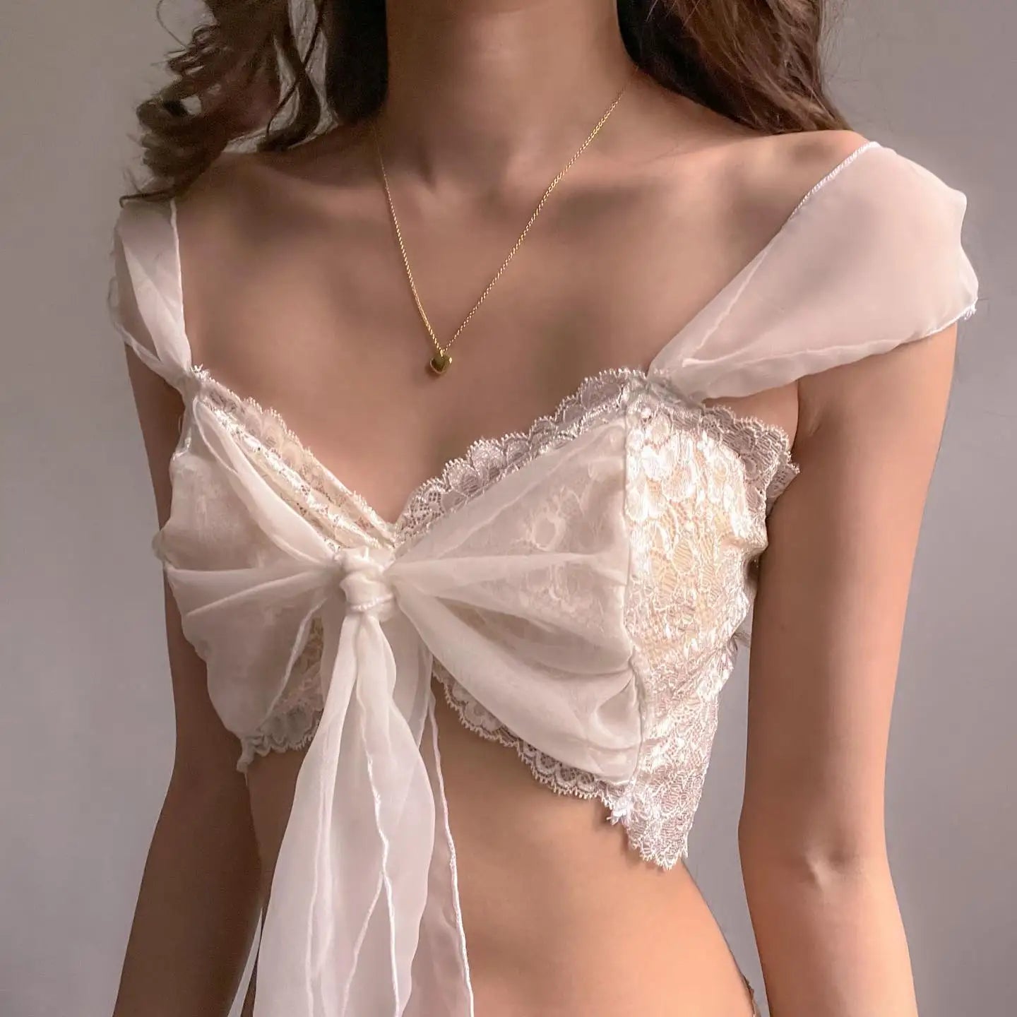 Candyhot Sexy Mesh Perspective Crop Tops Summer Y2K Lace Low cut Slim Strap Top High Street Fashion Nightclub Top Women's Wear