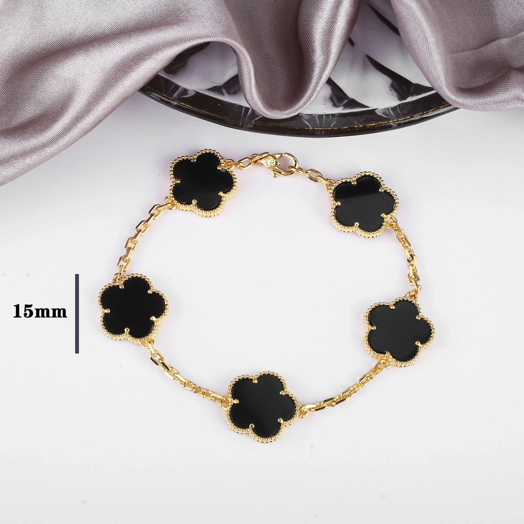 7 colors classic simple five-leaf flower pendant necklace natural stones clover Choker Chain for women party daily wear jewelry