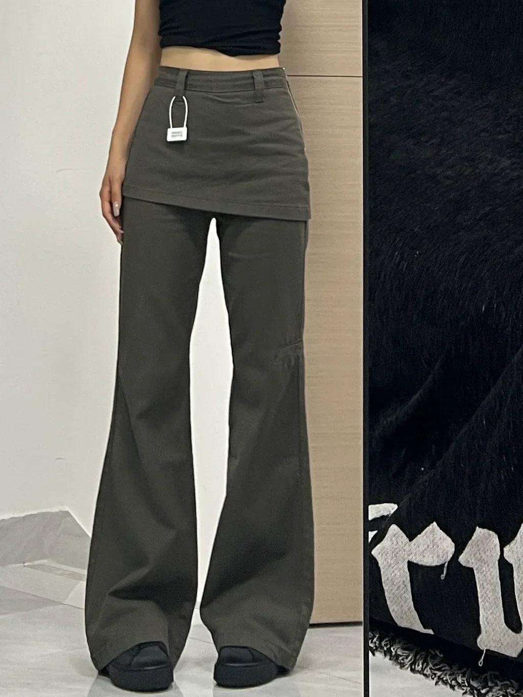 Botvotee Fake Two-Piece Plus size Wide Leg Jeans for Women 2025 New Y2k Fashion Streetwear High Waisted Flare Denim Pants