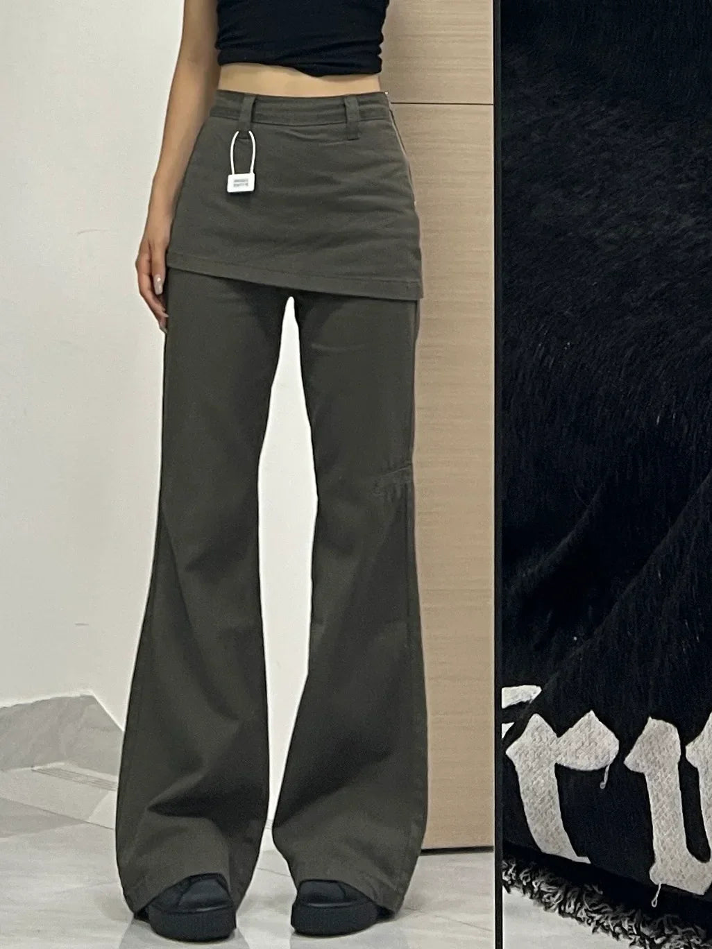 Botvotee Fake Two-Piece Plus size Wide Leg Jeans for Women 2025 New Y2k Fashion Streetwear High Waisted Flare Denim Pants