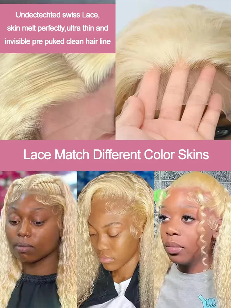 Deep Wave 13x6 HD Lace Frontal Human Hair Wig 30 40 Inch Curly 613 Honey Blonde Water Wave 13x4 Lace Front Wigs For Women 250%