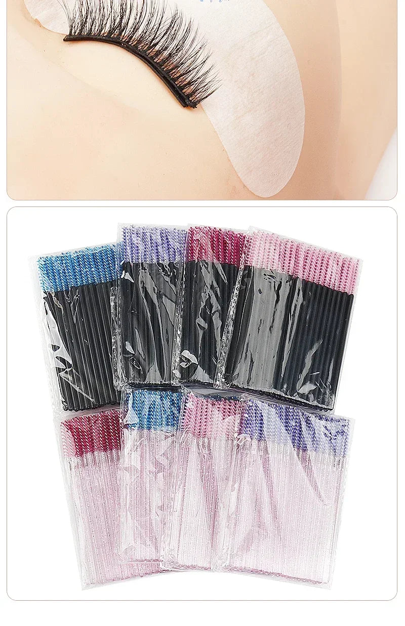 50pcs Grafted eyelashes Single color disposable eyelash brush Spiral eye Makeup Eyelash curler makeup brush cosmetic tools