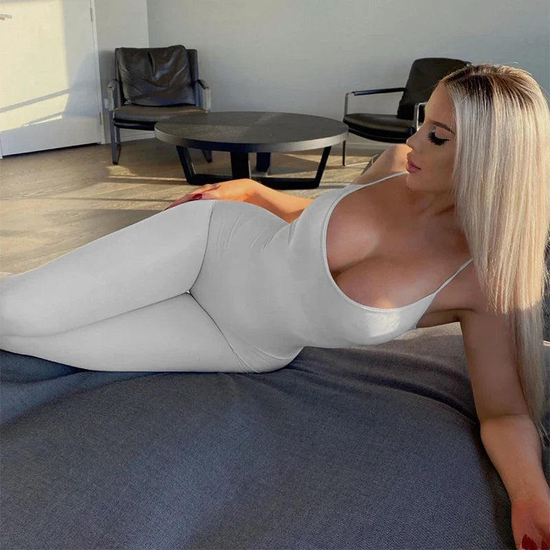 Dulzura Solid Bodycon Strap Jumpsuit For Women Bodycon Sexy Streetwear Fall Winter Skinny Rompers Sportswear Wholesale Items