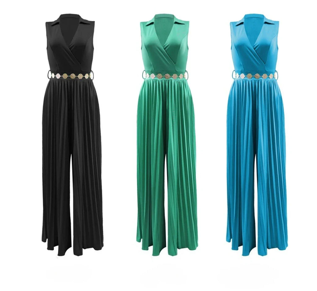 Elegant Solid Wide Leg Rompers Fashion High Waisted Lace Up Party Lady Play Suits Women Chic Sleeveless V Neck Jumpsuits