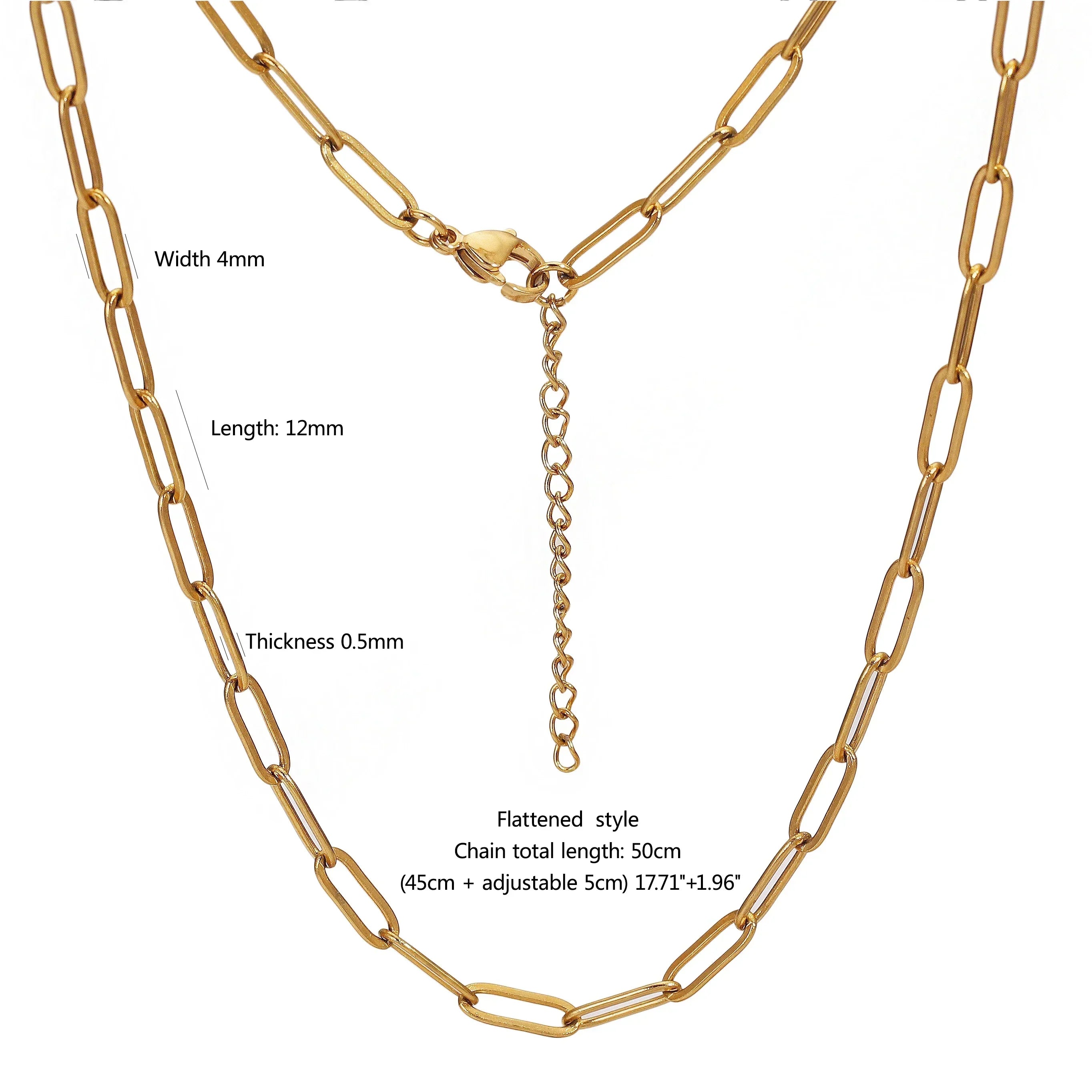 5pcs 45+5cm plated Gold Stainless Steel Link Chains Oval Bulk Necklaces Jewelry Adjustable Chains Wholesale Chokers DIY Crafts