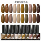 10PCS/Set Gel Nail Polish Set 125 Colors Glitter Semi Permanent Hybrid Gel Varnishes Base Top Coat Soak Off UV LED Nail Art Gel