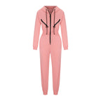 Autumn Women's Monochrome Long-Sleeved Jumpsuit Solid Color Zip-up Sportswear Female Winter Casual Tracksuit Fashionable Hoodies