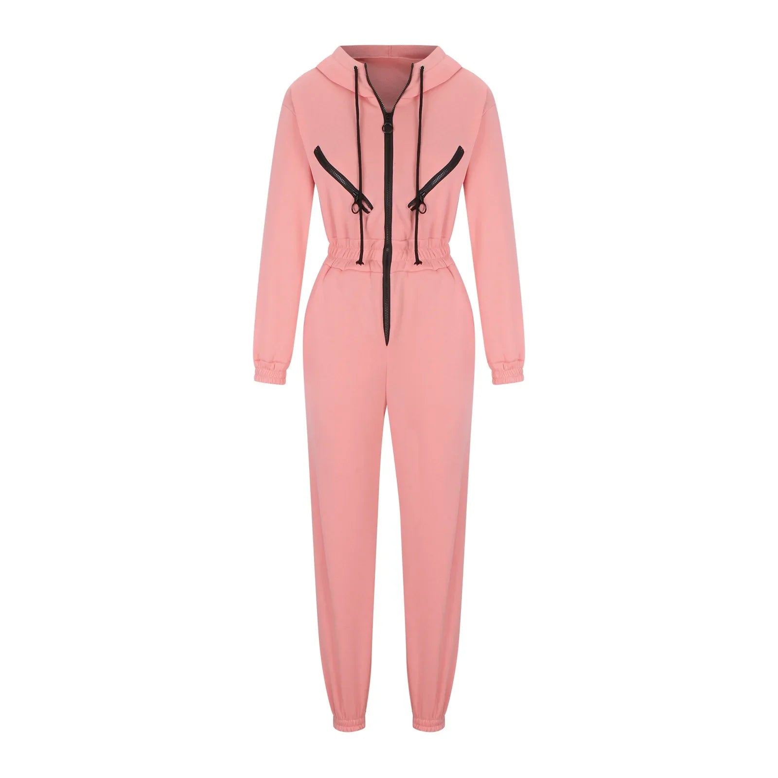 Autumn Women's Monochrome Long-Sleeved Jumpsuit Solid Color Zip-up Sportswear Female Winter Casual Tracksuit Fashionable Hoodies