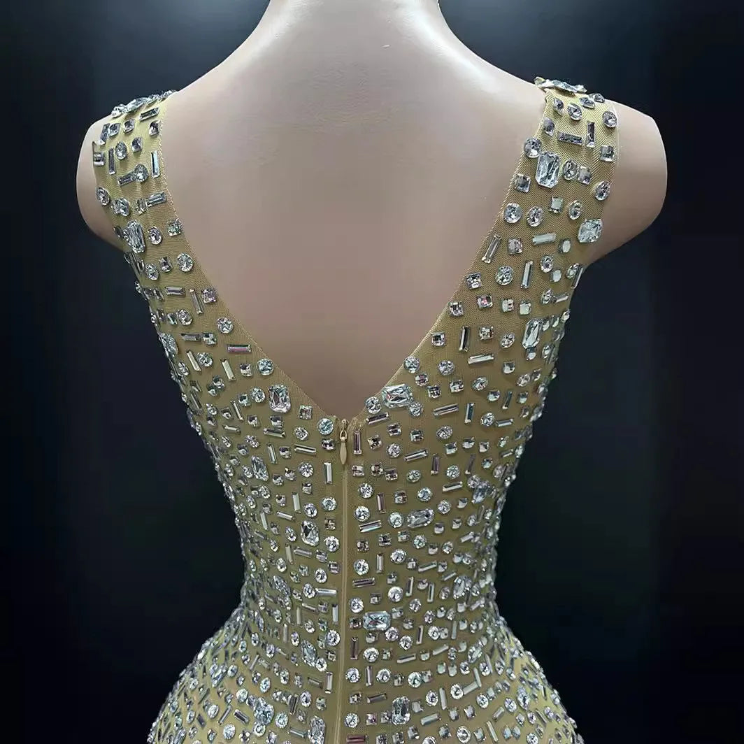 Diamonds Wedding Dress for Women Goddess Senior Photoshoot Props Homecoming Celebrate Birthday party dress New Year's Dress