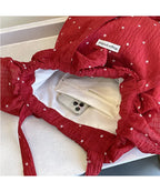 All-match Wave Point Chiffon Shoulder Bag Large Capacity Fairy Mesh Handbag Commuting Bag Korean Style Tote Bag Women