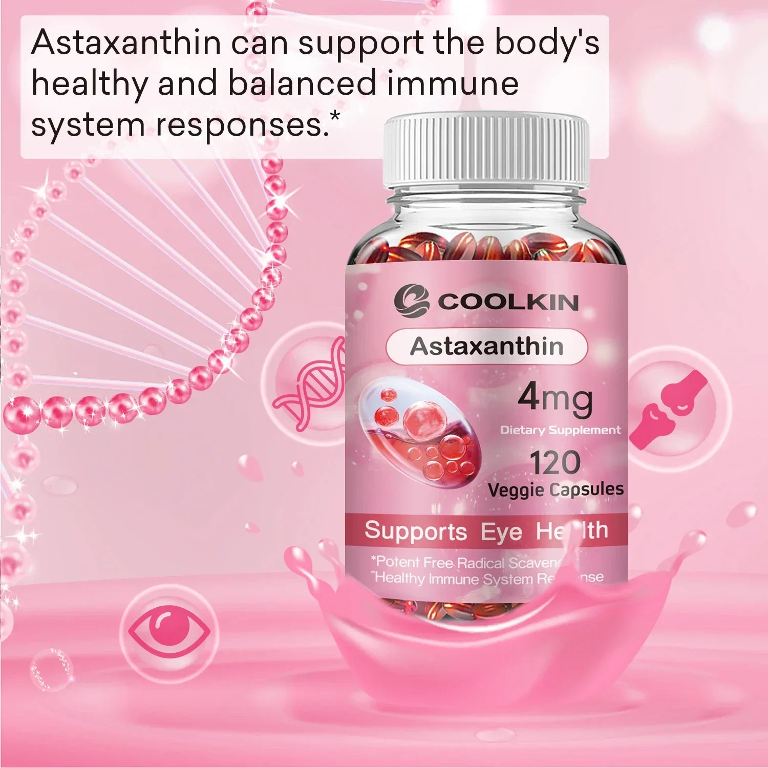 Astaxanthin - Supports Eyes, Promotes Nervous System Health, and Improves Immunity, Non-GMO Supplement