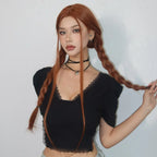 Copper Ginger Brown Long Straight Wig Synthetic Women's Wigs Middle Part Cosplay Daily Use Natural Hair Heat Resistant Fibre